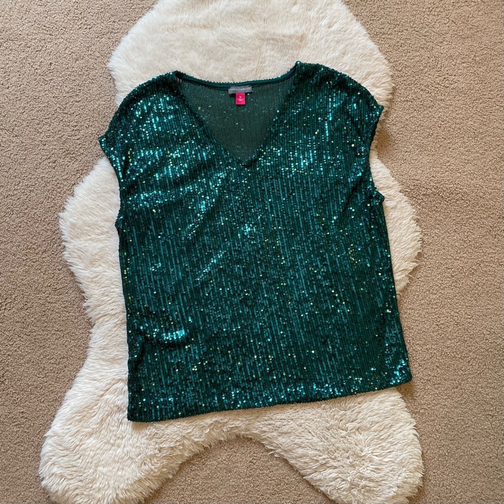 Vince Camuto Sequin Green Top
